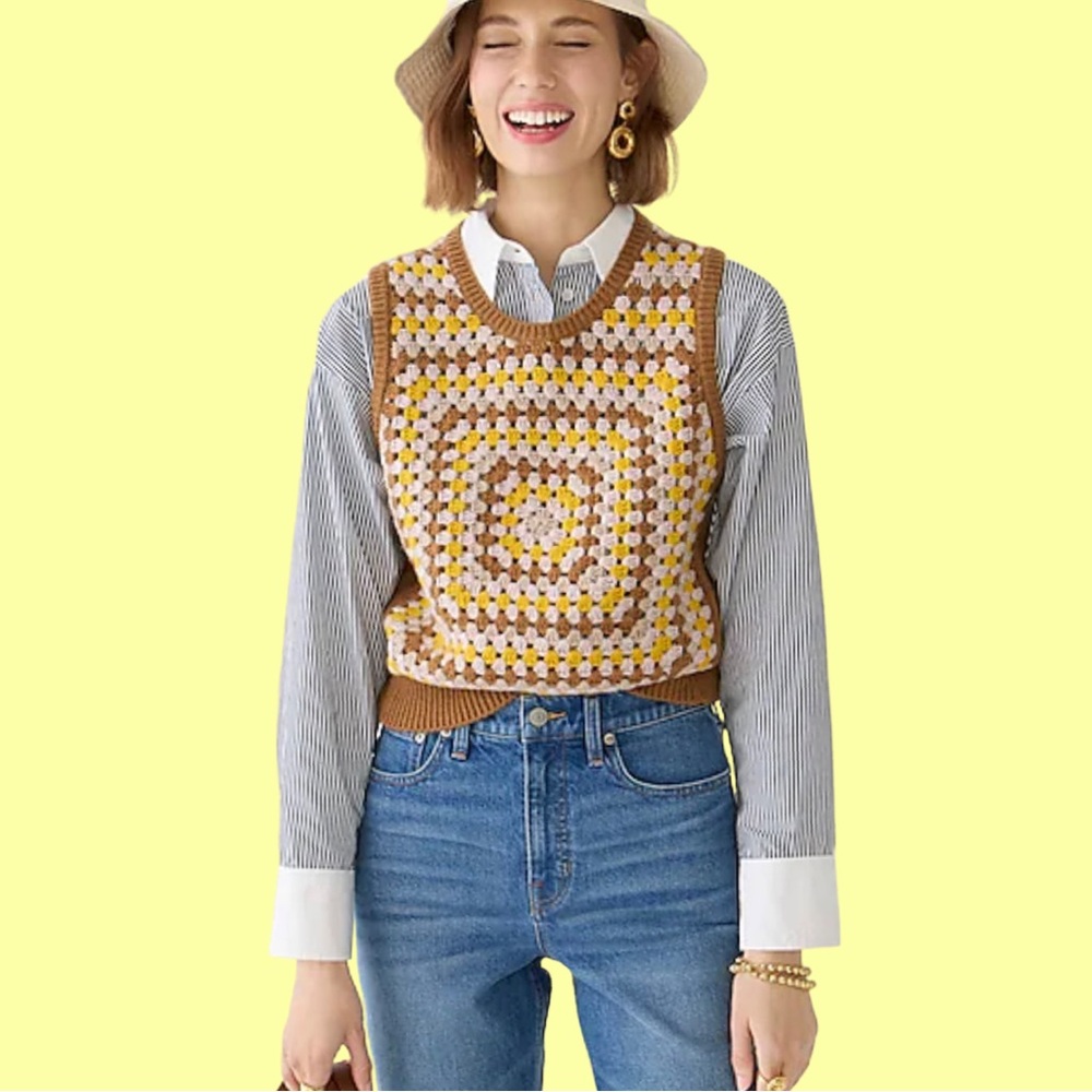 J Crew Crochet cropped sweater-vest